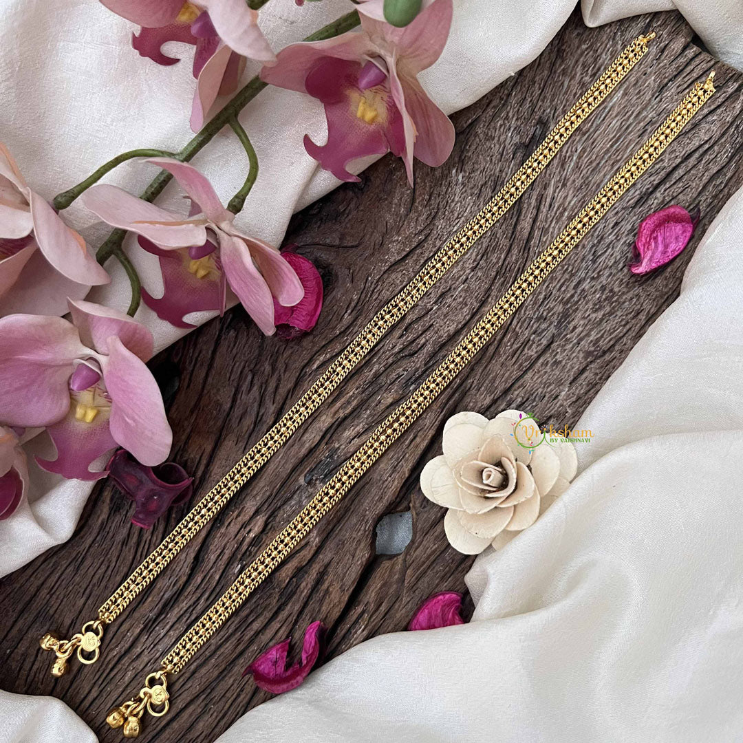 Vriksham Brood Dot Line Gold Look Alike Anklets-G20684