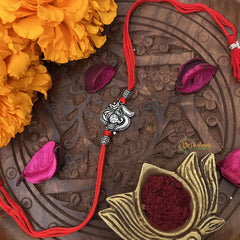Vriksham Rakshabandhan Sliver Plated Ganesha Design Rakhi-RB188