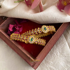 Gold Look Alike AD Stone Bangle Set - G11699