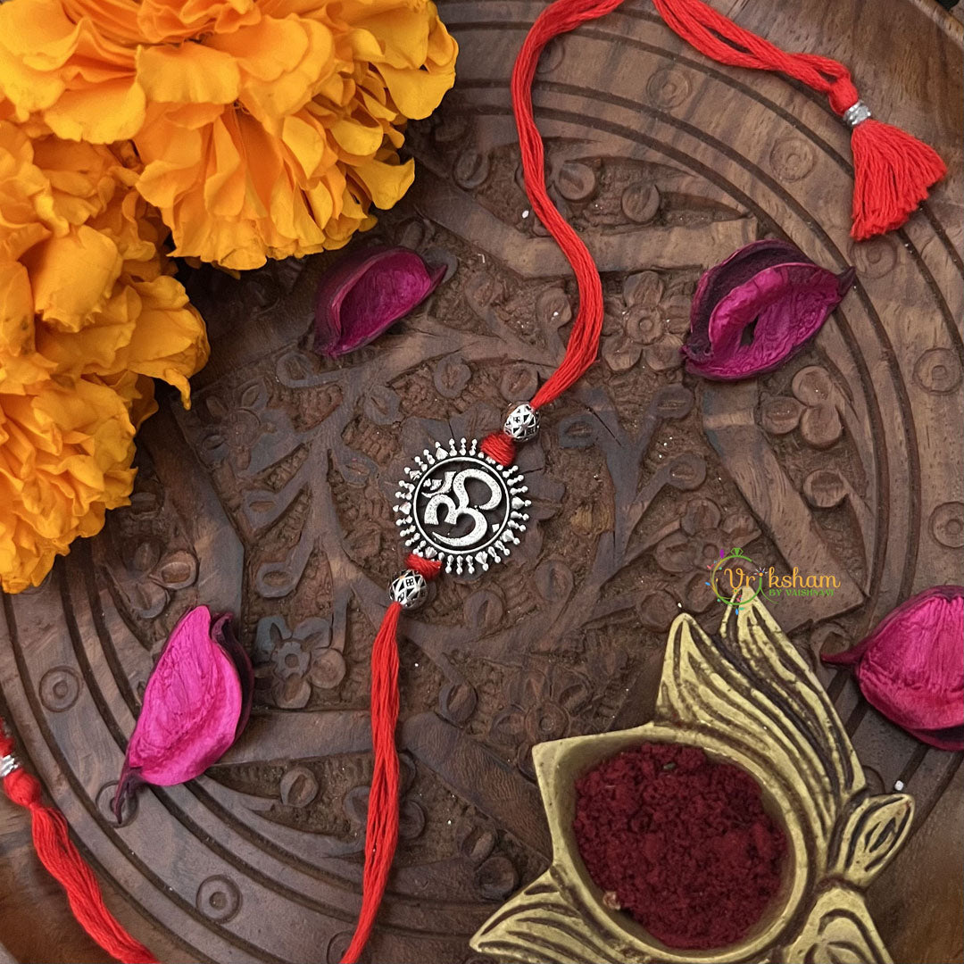 Vriksham Rakshabandhan Sliver Plated Om Chakra Rakhi-RB204