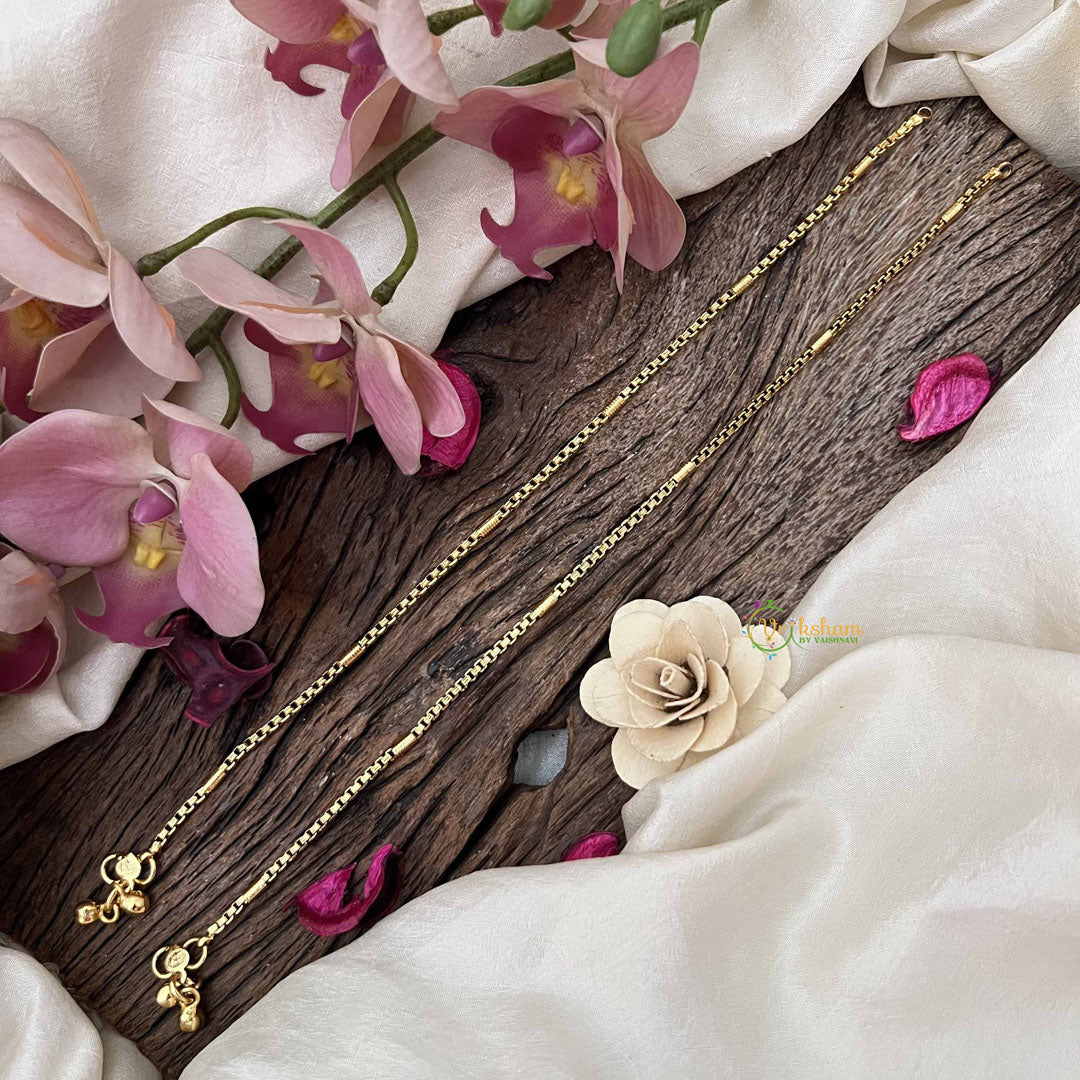 Vriksham Broadcast  & Ball Line Gold Look Alike Anklets-G20686