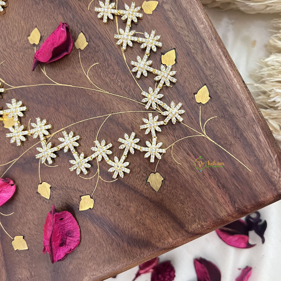 Vriksham AD Stone Floral Golden Long Neckpiece-G18117
