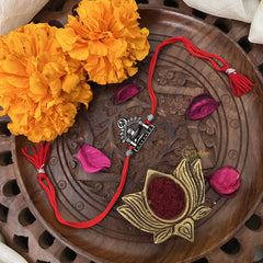 Vriksham Rakshabandhan Sliver Plated Shiva Linga Rakhi-RB180