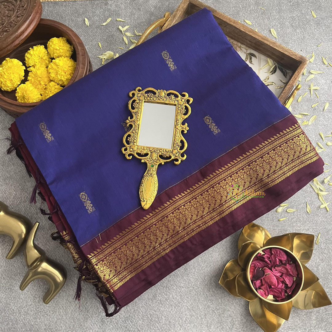 Vriksham Royal Blue With Maroon Border-Kalyani Cotton Saree-VS4181