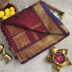 Vriksham Royal Blue With Maroon Border-Kalyani Cotton Saree-VS4181