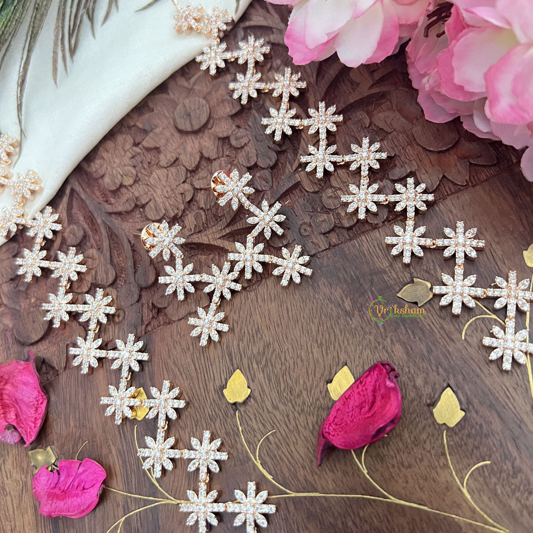 Vriksham AD Stone Floral Rose Gold Long Neckpiece-G18118