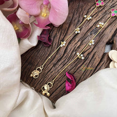 Vriksham Designer Floral With Pearls Drop Line Gold Look Alike Anklets-Red Green-G20687