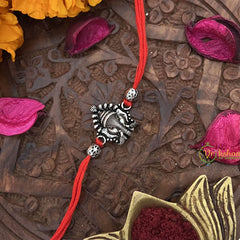 Vriksham Rakshabandhan Sliver Plated Ganesha Design Rakhi-RB187