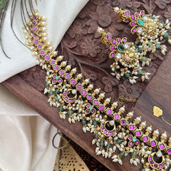 Vriksham Exquisite Nita Ambani Style Long Guttapusalu Neckpiece-Rice Pearls-G18114