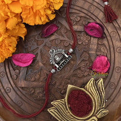 Vriksham Rakshabandhan Sliver Plated Shiva Linga Rakhi-RB199
