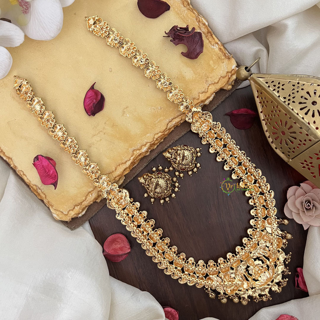 Vriksham Gold Look Alike Lakshmi With Maanga Style Long Neckpiece-Gold Bead-G17859