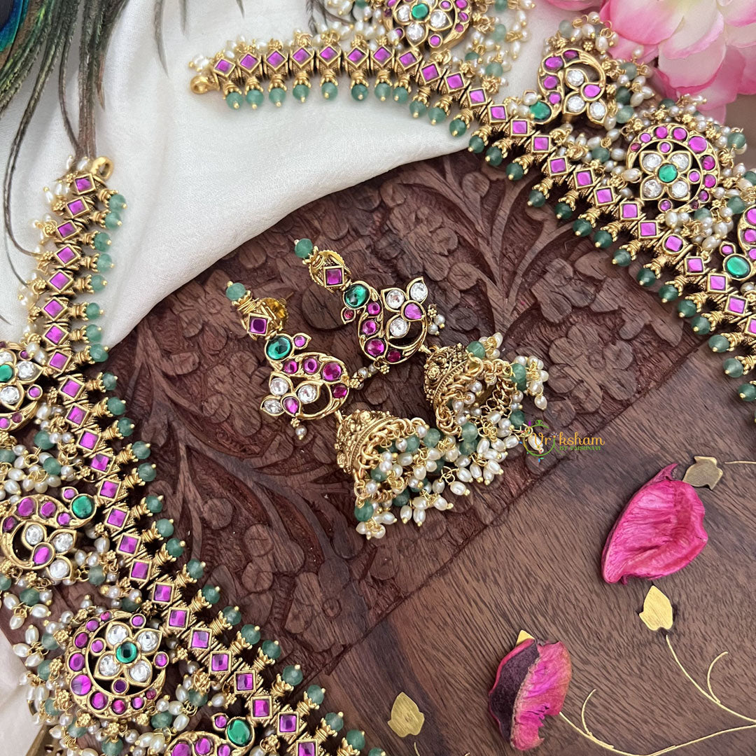 Vriksham Elegant Long Guttapusalu Neckpiece-Rice Pearls-G18115