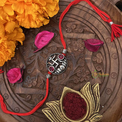 Vriksham Rakshabandhan Sliver Plated Swastika Rakhi-RB177