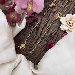 Vriksham Lotus Style Gold Drop Gold Look Alike Anklets-Red Green & White-G20695