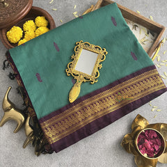 Vriksham Green With Purple Border-Kalyani Cotton Saree-VS4168