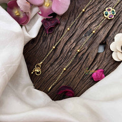 Vriksham Elegant  Floral With Gold Drop Gold Look Alike Anklets-Red Green & White-G20692