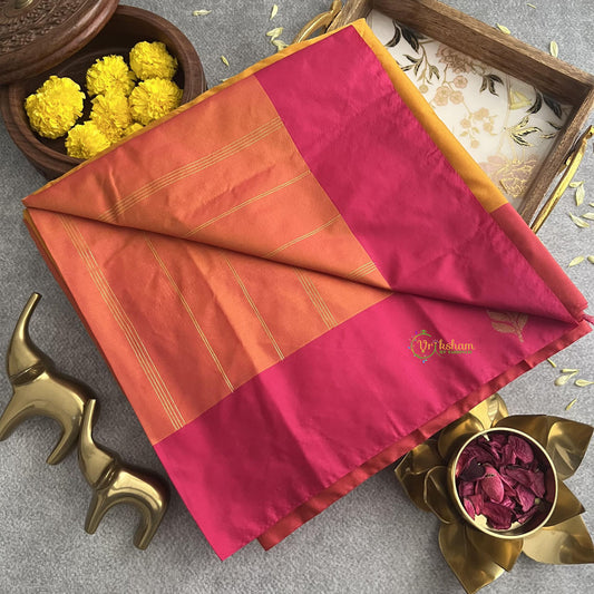 Yellow With Pink Border Soft Silk Saree-VS4195