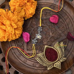 Vriksham Rakshabandhan Sliver Plated Radha Krishna with Butterfly Rakhi-RB176