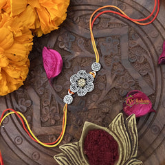 Vriksham Rakshabandhan Sliver Plated Floral Rakhi-RB175