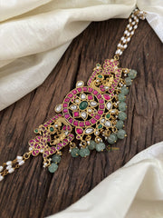 Layered Pearl Jadau Kundan High Neck Choker -J1803