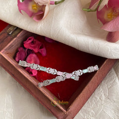 Elegant Silver Tone AD Stone Bangle Set - G11740