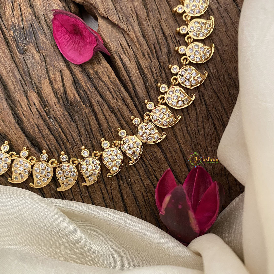 Vriksham Premium Maanga AD Stone Long Neckpiece-White-G17122