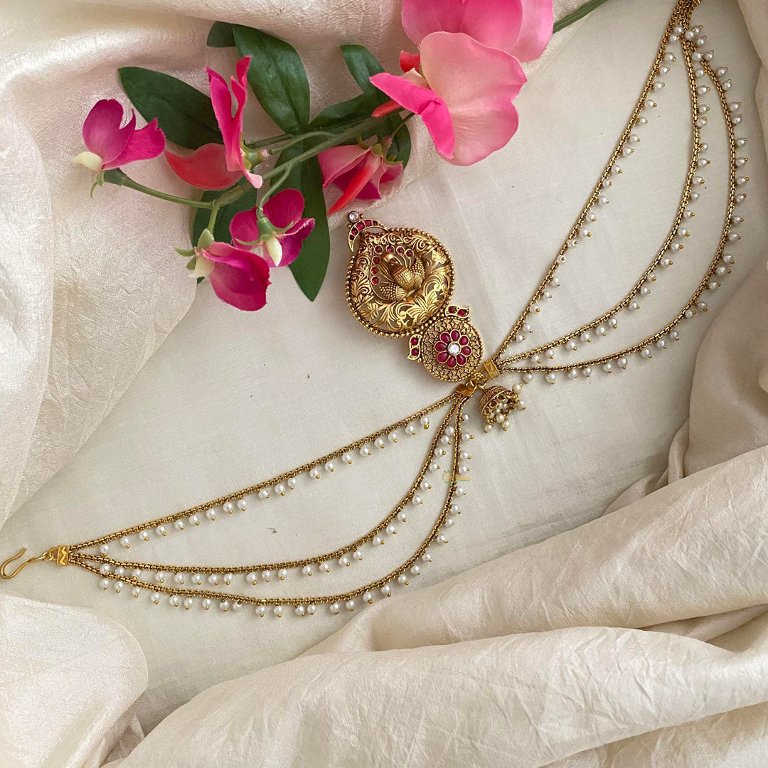Precious One Stan Peacock Jada Billai with Pearl Maatil-Red-G13949