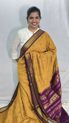 Vriksham Mustard With Purple Border-Kalyani Cotton Saree-VS4171