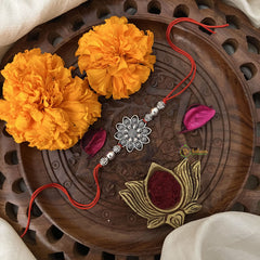 Vriksham Rakshabandhan Oxidized Sliver Lotus Flower Rakhi-RB162