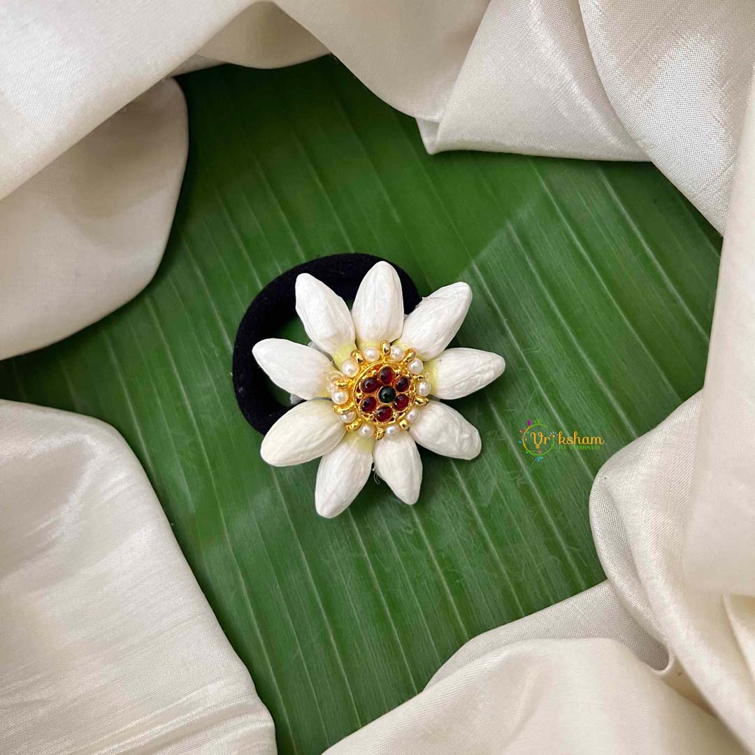 Vriksham Jasmine Bud & Red Green  Kemp Stone Rubber Flower Accessories-KH1275