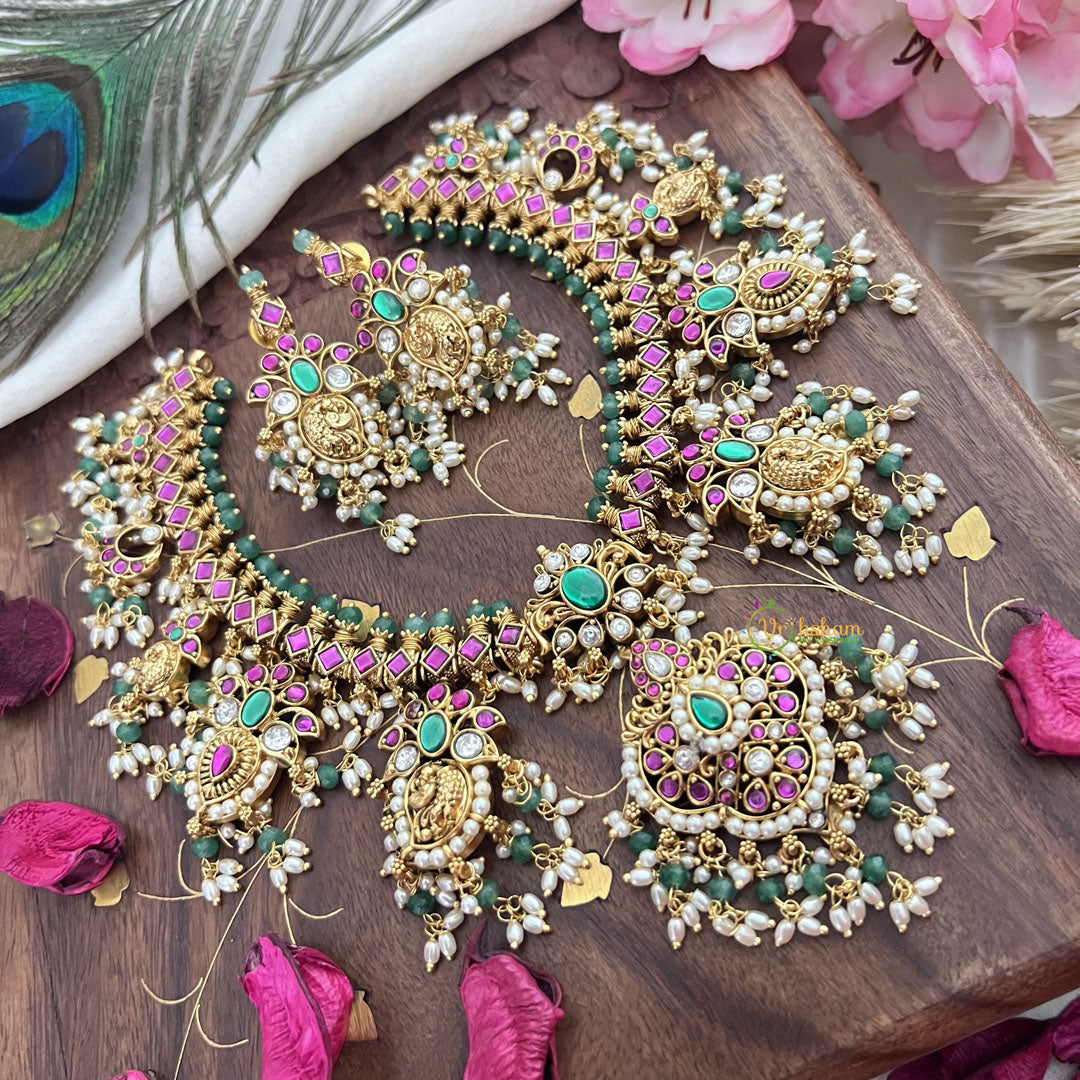 Vriksham Exquisite Short Guttapusalu Neckpiece-Rice Pearls-G18147