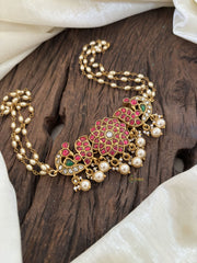 Layered Pearl Jadau Kundan High Neck Choker -J1814