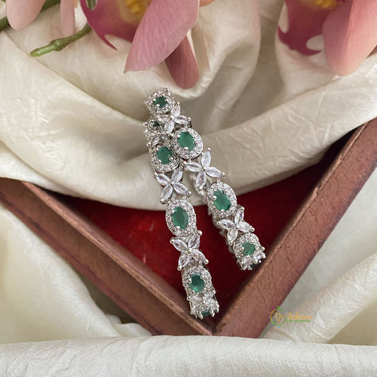 Silver Tone American Diamond Bangle Set - White & Green - G11550