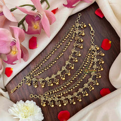 Vriksham Classic Temple Leaf Style Gold-Finish 3 Layer With Gold Bead Maatil-G21403