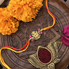 Vriksham RakshaBandhan Kundan Jadau Lakshmi Pendant Rakhi-Red-G18967