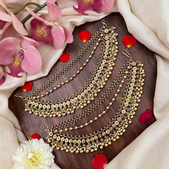 Vriksham Bahubali Style Gold-Finish 3 Layer With Pearls & Gold Bead Maatil-G21407