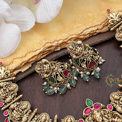 Vriksham Gold Look Alike Lakshmi Jadau Addigai-Red Green-Pastel Green Bead-G17847