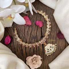 Vriksham Gold Look Alike AD Stone Unique Short Neckpiece-Pearl-G17169