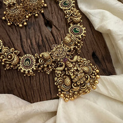 Antique Lakshmi Long Neckpiece-Golden Beads-G12668