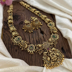 Antique Lakshmi Long Neckpiece-Golden Beads-G12668