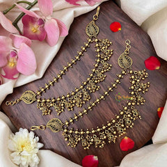 Vriksham Traditional Mango Motif Jhumka Drop Gold Bead Double Layer Maatil-G21414