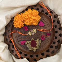 Vriksham Rakshabandhan Kundan Jadau Lakshmi Rakhi-Red White-G18949