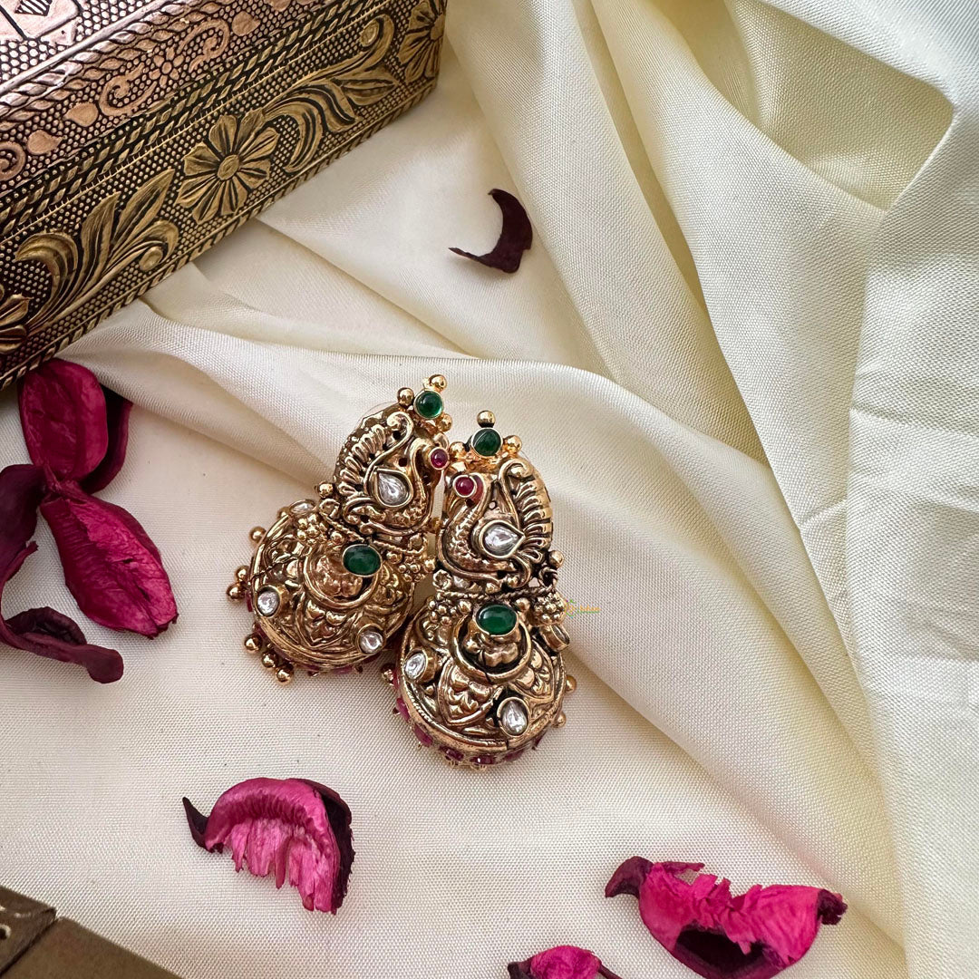 Premium 1 gm Gold Peacock Jhumka -G14325