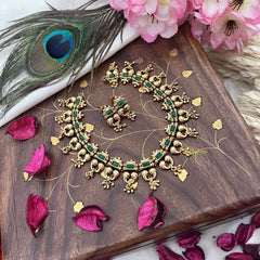 Vriksham Exquisite Designer Short Neckpiece-Green-G18134