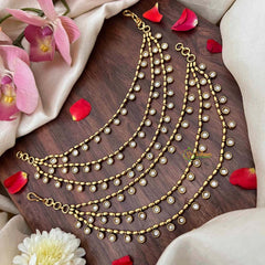 Vriksham Vintage Gold Finish With Petite White Drops 3-Layer Maatil-G21411