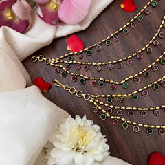 Vriksham Vintage Gold Finish With Petite Red Green Drops 3-Layer Maatil-G21413