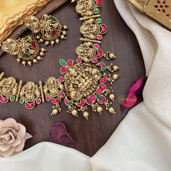 Vriksham Gold Look Alike Lakshmi Jadau Addigai-Red Green-Gold Bead-G17829
