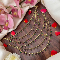 Vriksham Vintage Gold Finish With Petite Red Green Drops 3-Layer Maatil-G21413