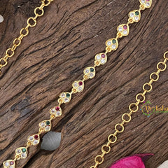 Vriksham Elegant Gold Look Alike AD Stone Thin Hipchain-Red Green-G17156