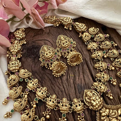 Premium Lakshmi Haram With Mayil-Golden Beads-G12694